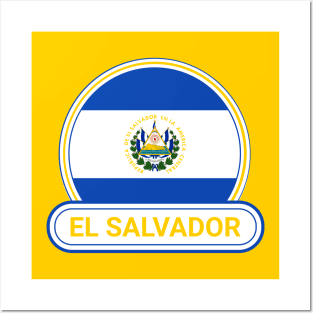 El Salvador Country Badge - El Salvador Flag Posters and Art